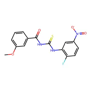 N-[(2-fluoro-5-nitrophenyl)carbamothioyl]-3-methoxybenzamide structure