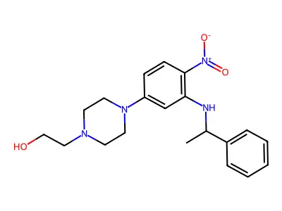 2-[4-[4-Nitro-3-(1-phenylethylamino)phenyl]piperazin-1-yl]ethanol structure