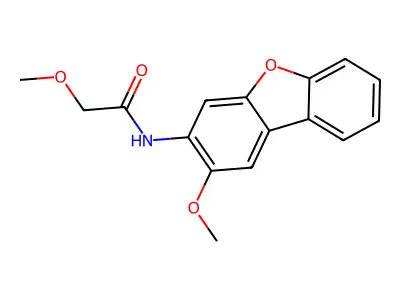 2-methoxy-N-(2-methoxydibenzofuran-3-yl)acetamide structure