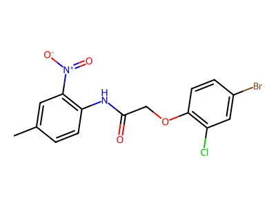 2-(4-bromo-2-chlorophenoxy)-N-(4-methyl-2-nitrophenyl)acetamide structure