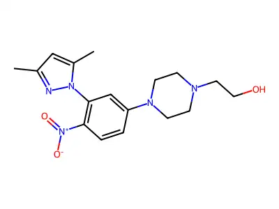 2-[4-[3-(3,5-Dimethylpyrazol-1-yl)-4-nitrophenyl]piperazin-1-yl]ethanol structure
