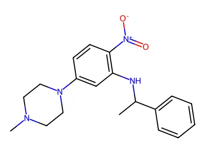 5-(4-methylpiperazin-1-yl)-2-nitro-N-(1-phenylethyl)aniline structure