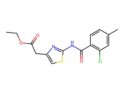 Ethyl 2-[2-[(2-chloro-4-methylbenzoyl)amino]-1,3-thiazol-4-yl]acetate structure