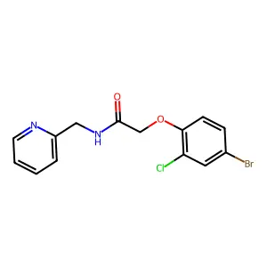 2-(4-bromo-2-chlorophenoxy)-N-(pyridin-2-ylmethyl)acetamide structure