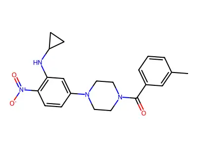 [4-[3-(Cyclopropylamino)-4-nitrophenyl]piperazin-1-yl]-(3-methylphenyl)methanone structure