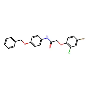 2-(4-bromo-2-chlorophenoxy)-N-(4-phenylmethoxyphenyl)acetamide structure