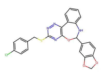 6-(1,3-BENZODIOXOL-5-YL)-3-[(4-CHLOROBENZYL)SULFANYL]-6,7-DIHYDRO[1,2,4]TRIAZINO[5,6-D][3,1]BENZOXAZEPINE structure