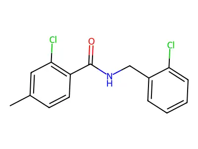 2-chloro-N-[(2-chlorophenyl)methyl]-4-methylbenzamide structure