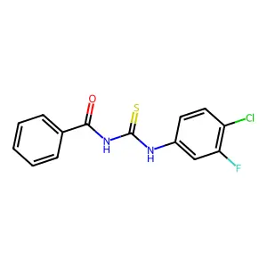 N-((4-chloro-3-fluorophenyl)carbamothioyl)benzamide structure