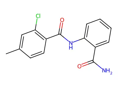 N-(2-carbamoylphenyl)-2-chloro-4-methylbenzamide structure
