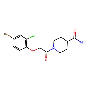 1-[(4-Bromo-2-chlorophenoxy)acetyl]piperidine-4-carboxamide structure