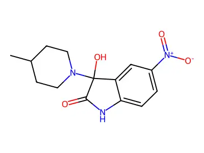 3-hydroxy-3-(4-methylpiperidin-1-yl)-5-nitro-1H-indol-2-one structure