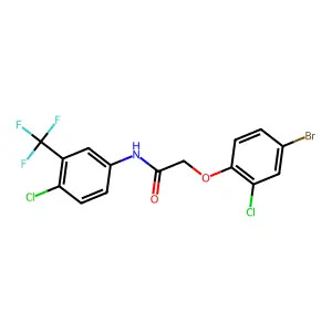 2-(4-bromo-2-chlorophenoxy)-N-[4-chloro-3-(trifluoromethyl)phenyl]acetamide structure