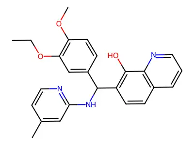 7-[(3-Ethoxy-4-methoxyphenyl)-[(4-methylpyridin-2-yl)amino]methyl]quinolin-8-ol structure