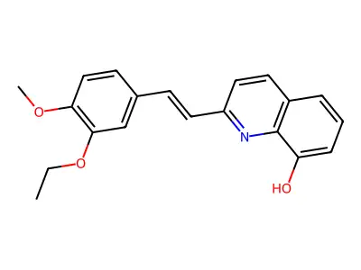 2-[(E)-2-(3-ethoxy-4-methoxyphenyl)ethenyl]quinolin-8-ol structure