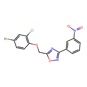 5-[(4-Bromo-2-chlorophenoxy)methyl]-3-(3-nitrophenyl)-1,2,4-oxadiazole structure