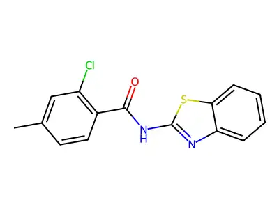 N-(1,3-benzothiazol-2-yl)-2-chloro-4-methylbenzamide structure