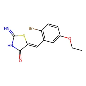 (5Z)-2-amino-5-[(2-bromo-5-ethoxyphenyl)methylidene]-1,3-thiazol-4-one structure