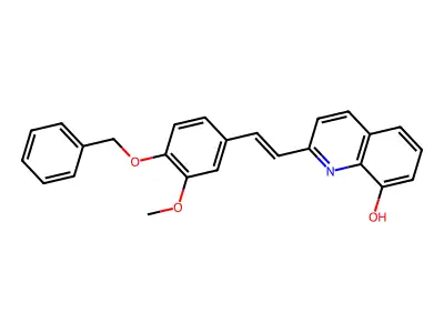 2-[(E)-2-(3-methoxy-4-phenylmethoxyphenyl)ethenyl]quinolin-8-ol structure