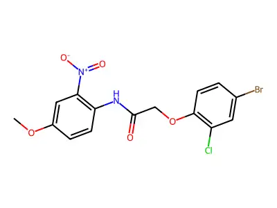 2-(4-bromo-2-chlorophenoxy)-N-(4-methoxy-2-nitrophenyl)acetamide structure