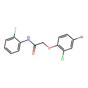 2-(4-bromo-2-chlorophenoxy)-N-(2-fluorophenyl)acetamide structure