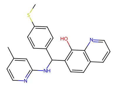 7-[[(4-Methylpyridin-2-yl)amino]-(4-methylsulfanylphenyl)methyl]quinolin-8-ol structure