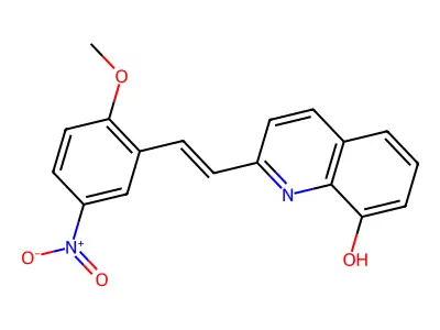2-[(E)-2-(2-methoxy-5-nitrophenyl)ethenyl]quinolin-8-ol structure