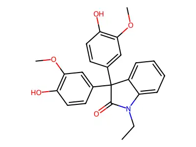 1-Ethyl-3,3-bis(4-hydroxy-3-methoxyphenyl)indol-2-one structure