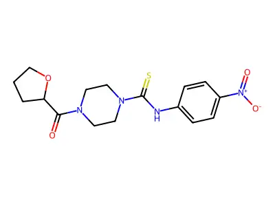 N-(4-nitrophenyl)-4-(oxolane-2-carbonyl)piperazine-1-carbothioamide structure