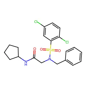 2-[benzyl-(2,5-dichlorophenyl)sulfonylamino]-N-cyclopentylacetamide structure