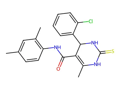 4-(2-chlorophenyl)-N-(2,4-dimethylphenyl)-6-methyl-2-thioxo-1,2,3,4-tetrahydropyrimidine-5-carboxamide structure