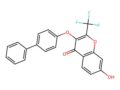 7-Hydroxy-3-(4-phenylphenoxy)-2-(trifluoromethyl)chromen-4-one structure