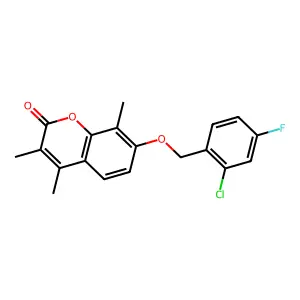 7-[(2-chloro-4-fluorobenzyl)oxy]-3,4,8-trimethyl-2H-chromen-2-one structure