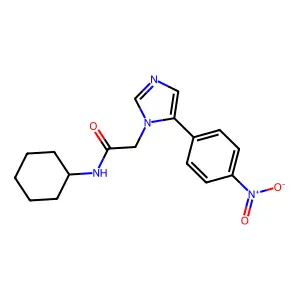 N-cyclohexyl-2-[5-(4-nitrophenyl)imidazol-1-yl]acetamide structure