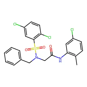 2-[benzyl-(2,5-dichlorophenyl)sulfonylamino]-N-(5-chloro-2-methylphenyl)acetamide structure