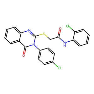 N-(2-chlorophenyl)-2-[3-(4-chlorophenyl)-4-oxoquinazolin-2-yl]sulfanylacetamide structure