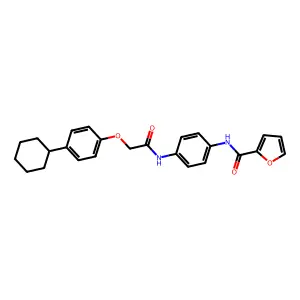 N-[4-[[2-(4-cyclohexylphenoxy)acetyl]amino]phenyl]furan-2-carboxamide structure