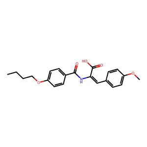(2E)-2-[(4-butoxyphenyl)carbonylamino]-3-(4-methoxyphenyl)prop-2-enoic acid structure