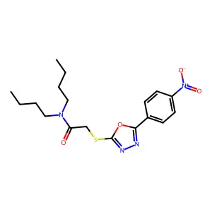 N,N-dibutyl-2-{[5-(4-nitrophenyl)-1,3,4-oxadiazol-2-yl]sulfanyl}acetamide structure