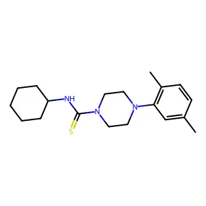 N-cyclohexyl-4-(2,5-dimethylphenyl)piperazine-1-carbothioamide structure