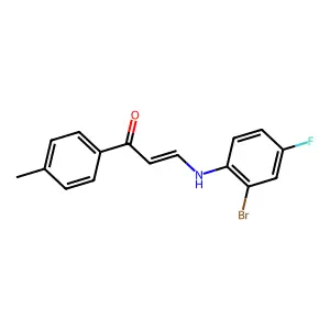 (E)-3-(2-bromo-4-fluoroanilino)-1-(4-methylphenyl)prop-2-en-1-one structure