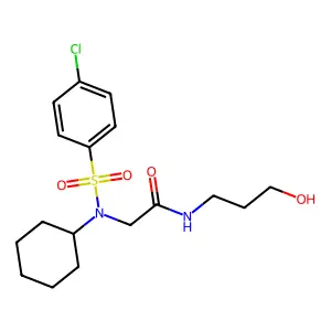 2-[(4-chlorophenyl)sulfonyl-cyclohexylamino]-N-(3-hydroxypropyl)acetamide structure