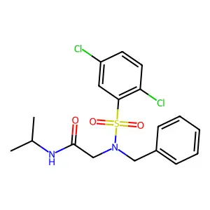 2-[benzyl-(2,5-dichlorophenyl)sulfonylamino]-N-propan-2-ylacetamide structure