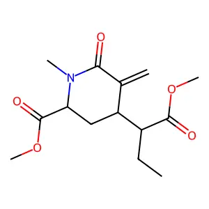 methyl 4-(1-methoxy-1-oxobutan-2-yl)-1-methyl-5-methylidene-6-oxopiperidine-2-carboxylate structure