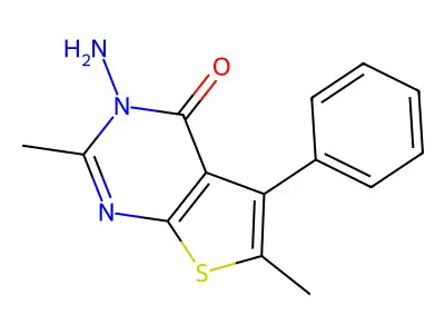 3-amino-2,6-dimethyl-5-phenylthieno[2,3-d]pyrimidin-4(3H)-one structure