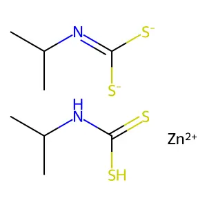 zinc bis(N-propan-2-ylcarbamodithioate) structure