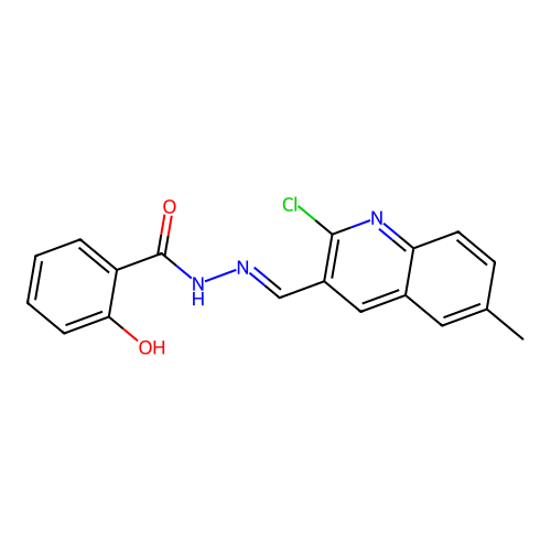 N'-[(E)-(2-chloro-6-methylquinolin-3-yl)methylidene]-2-hydroxybenzohydrazide structure