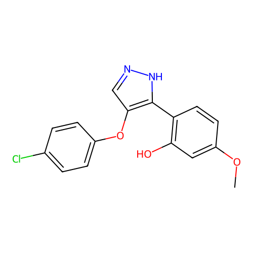 2-[4-(4-chlorophenoxy)-1H-pyrazol-3-yl]-5-methoxyphenol structure