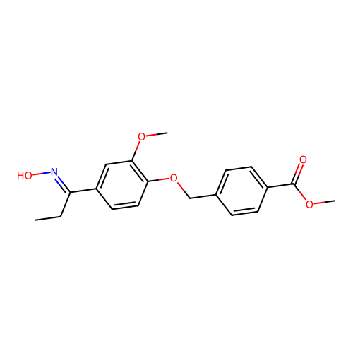 (E)-methyl 4-((4-(1-(hydroxyimino)propyl)-2-methoxyphenoxy)methyl)benzoate structure