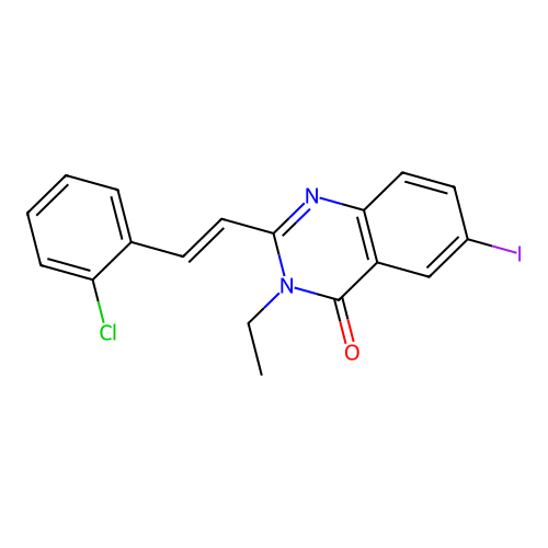 2-[(E)-2-(2-chlorophenyl)ethenyl]-3-ethyl-6-iodoquinazolin-4-one structure